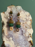 Yellow & Green Tourmaline copper earrings