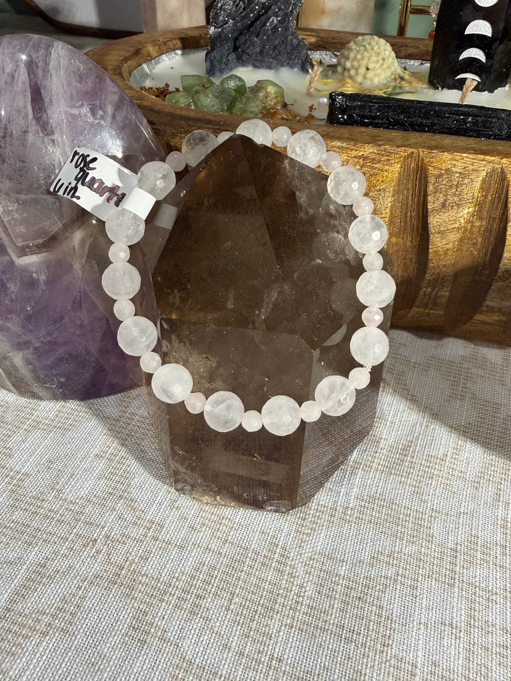 Faceted Rose Quartz 6 inch stretchy bracelet