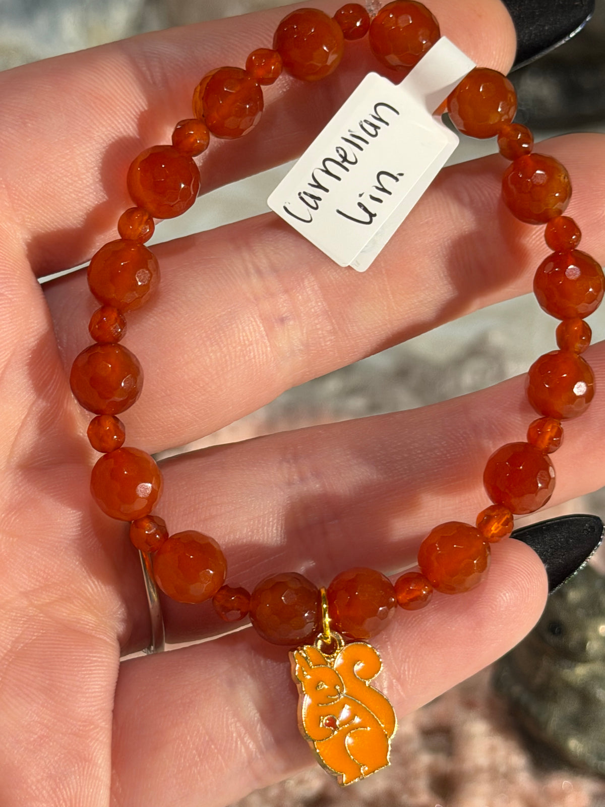 Carnelian stretchy 6 inch bracelet
