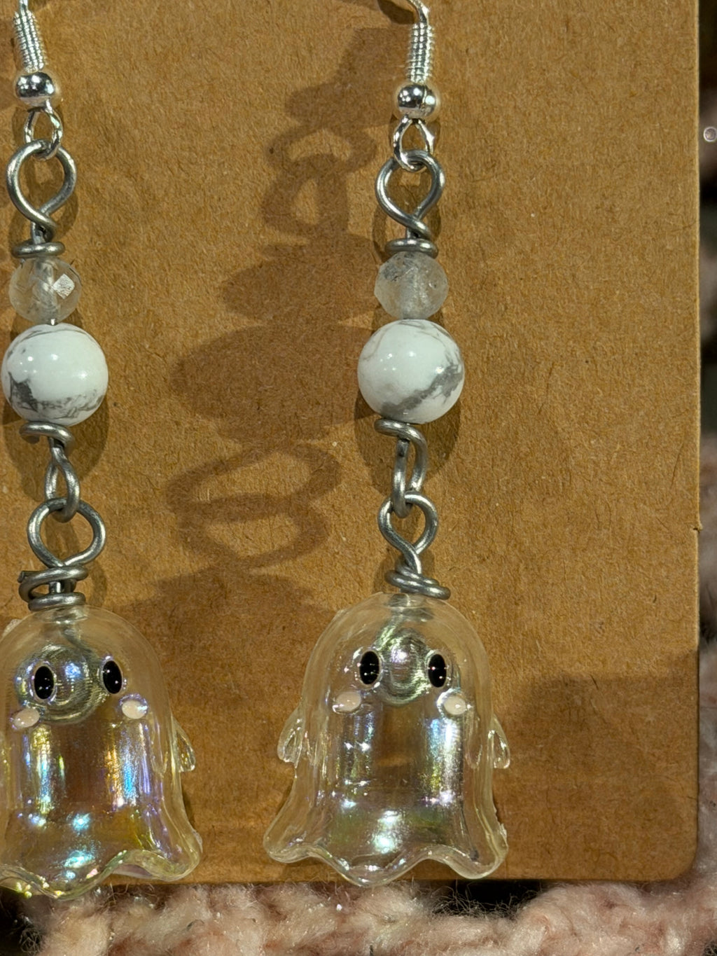 Howlite & Quartz ghost earrings