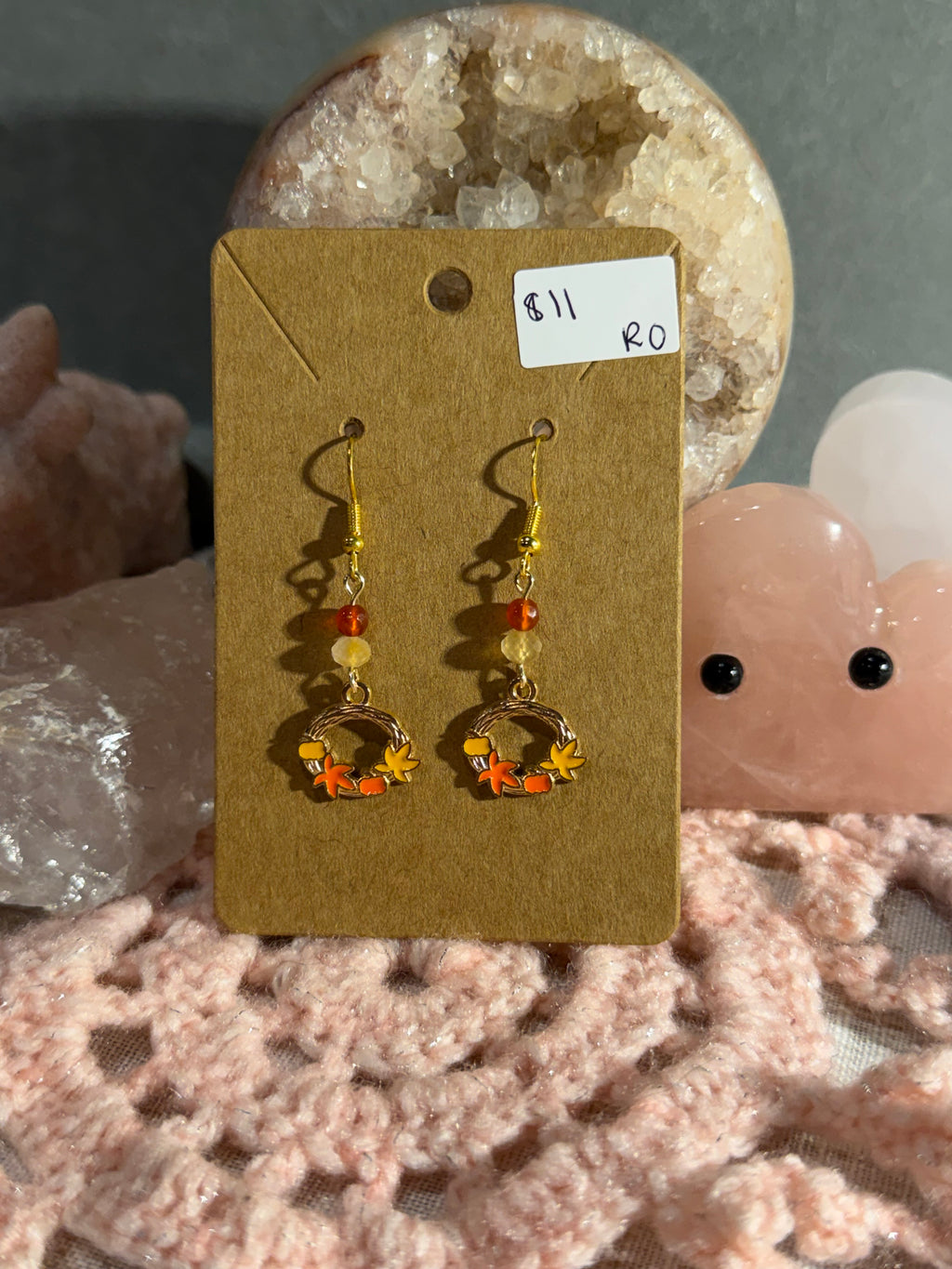 Fall wreath dangle earrings