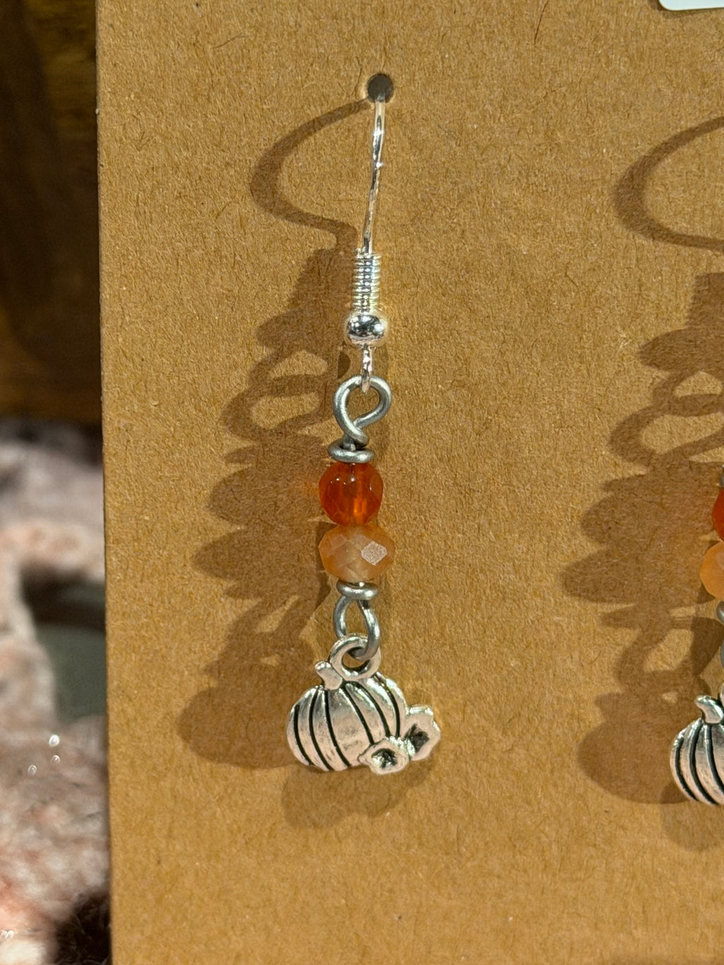 Red Agate & Included Quartz pumpkin earrings