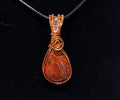 Red Brecciated Jasper & Herkimer Diamond copper wire-wrapped pendant