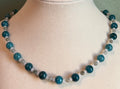 Blue Apatite, Labradorite & white glass beaded necklace