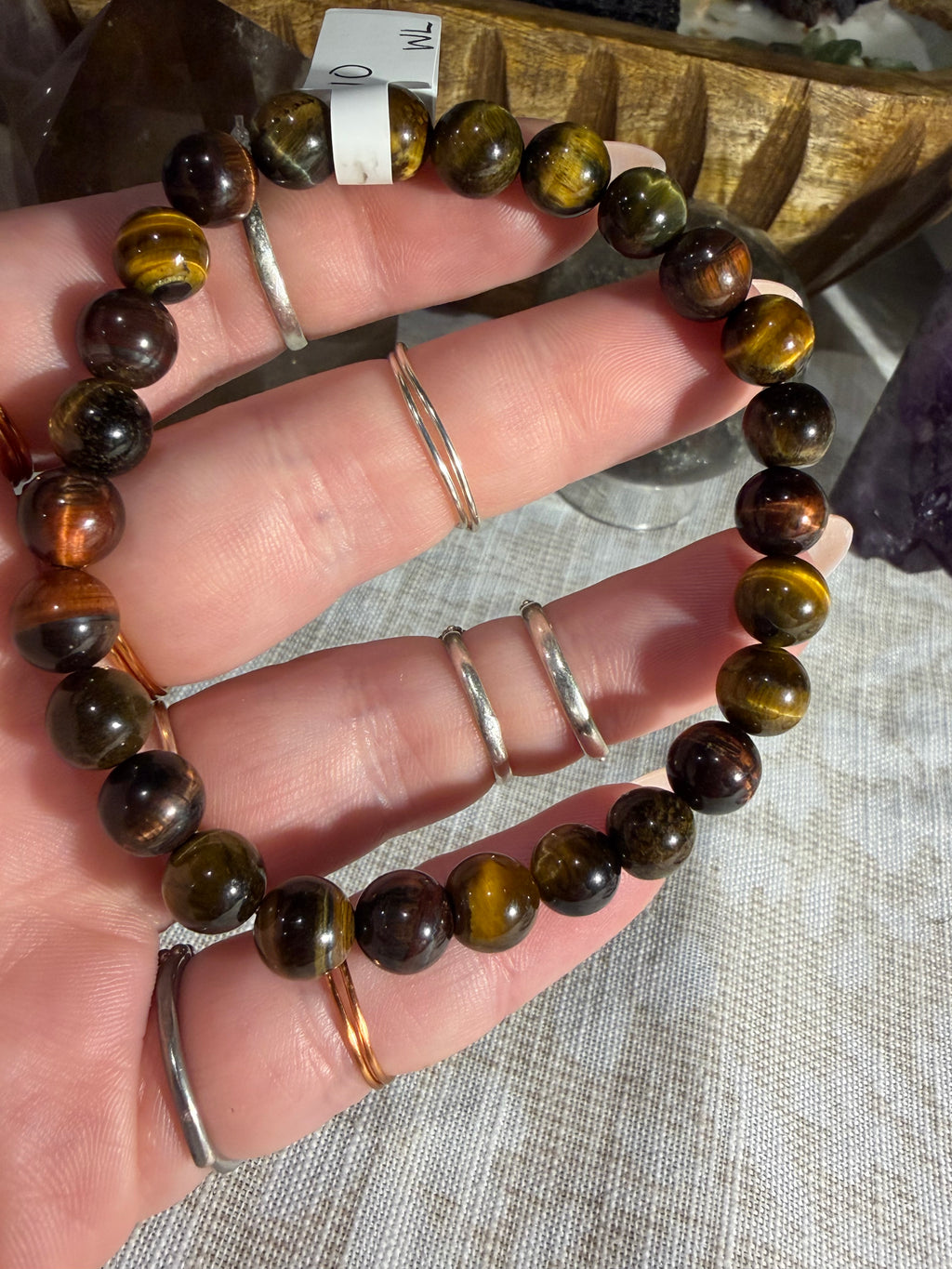 Multicolor tigers eye 7.5 inch stretchy bracelet