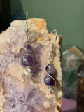 Double Amethyst silver-tone copper wire-wrapped earrings