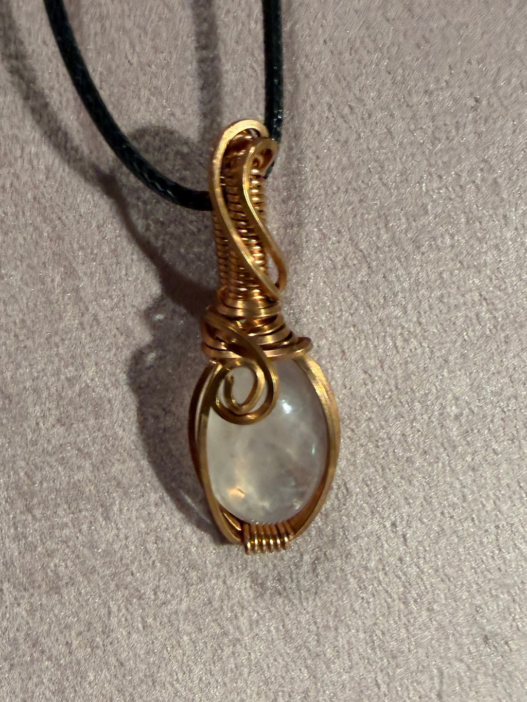 Rose Quartz copper wire-wrapped pendant