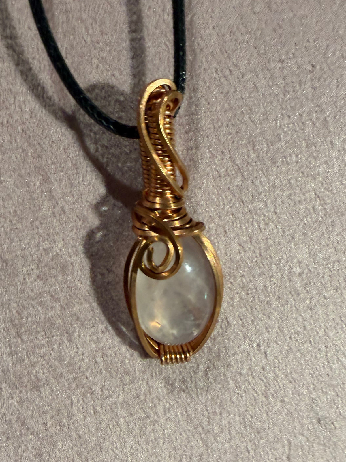 Rose Quartz copper wire-wrapped pendant