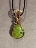 Atlantisite copper wire-wrapped pendant