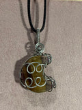 Fluorite moon stainless steel wire wrapped pendant