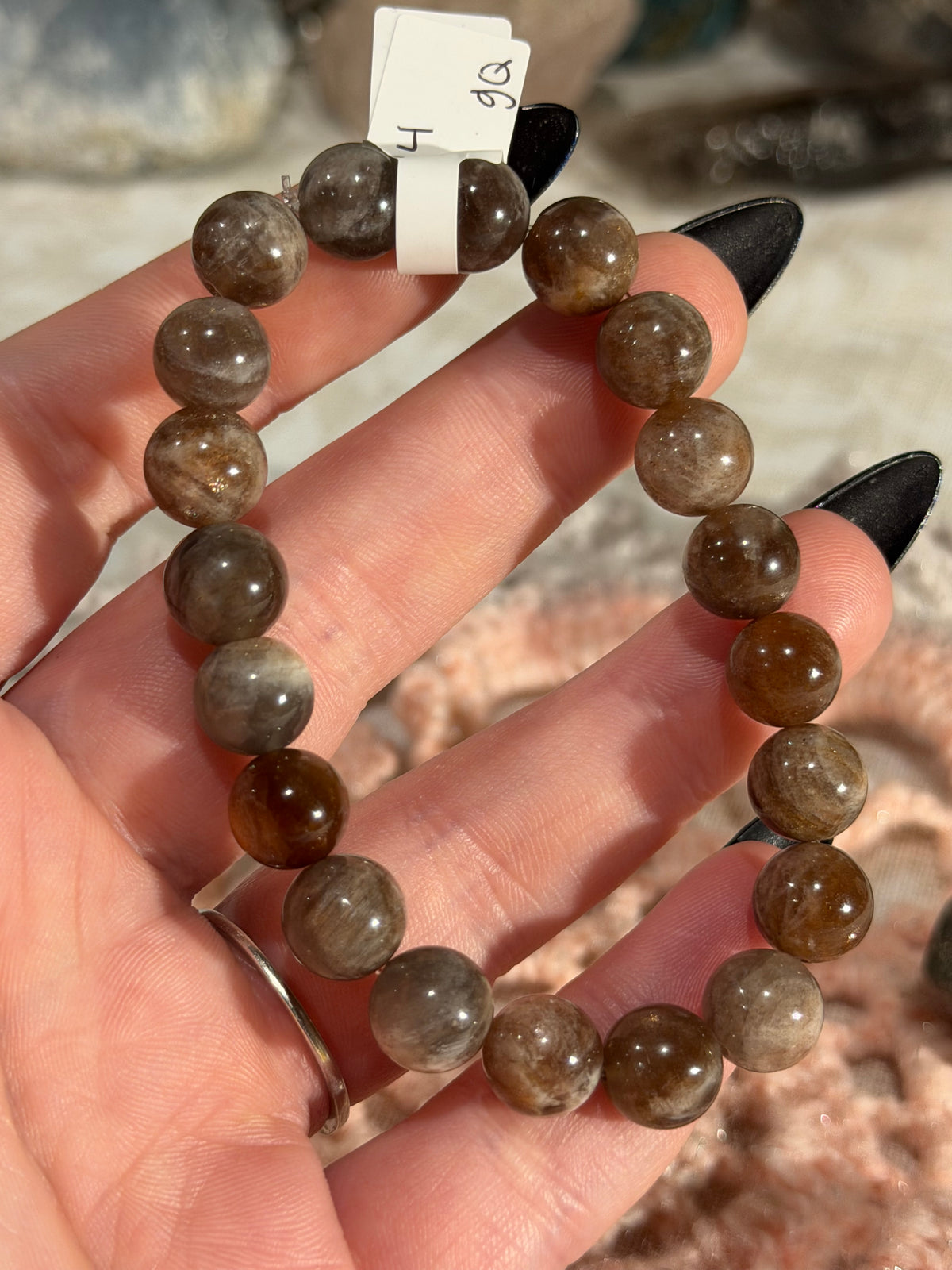 Chocolate Sunstone 6.5 inch stretchy bracelet
