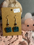 Shattuckite, Blue Topaz & Garnet beaded dangle earrings