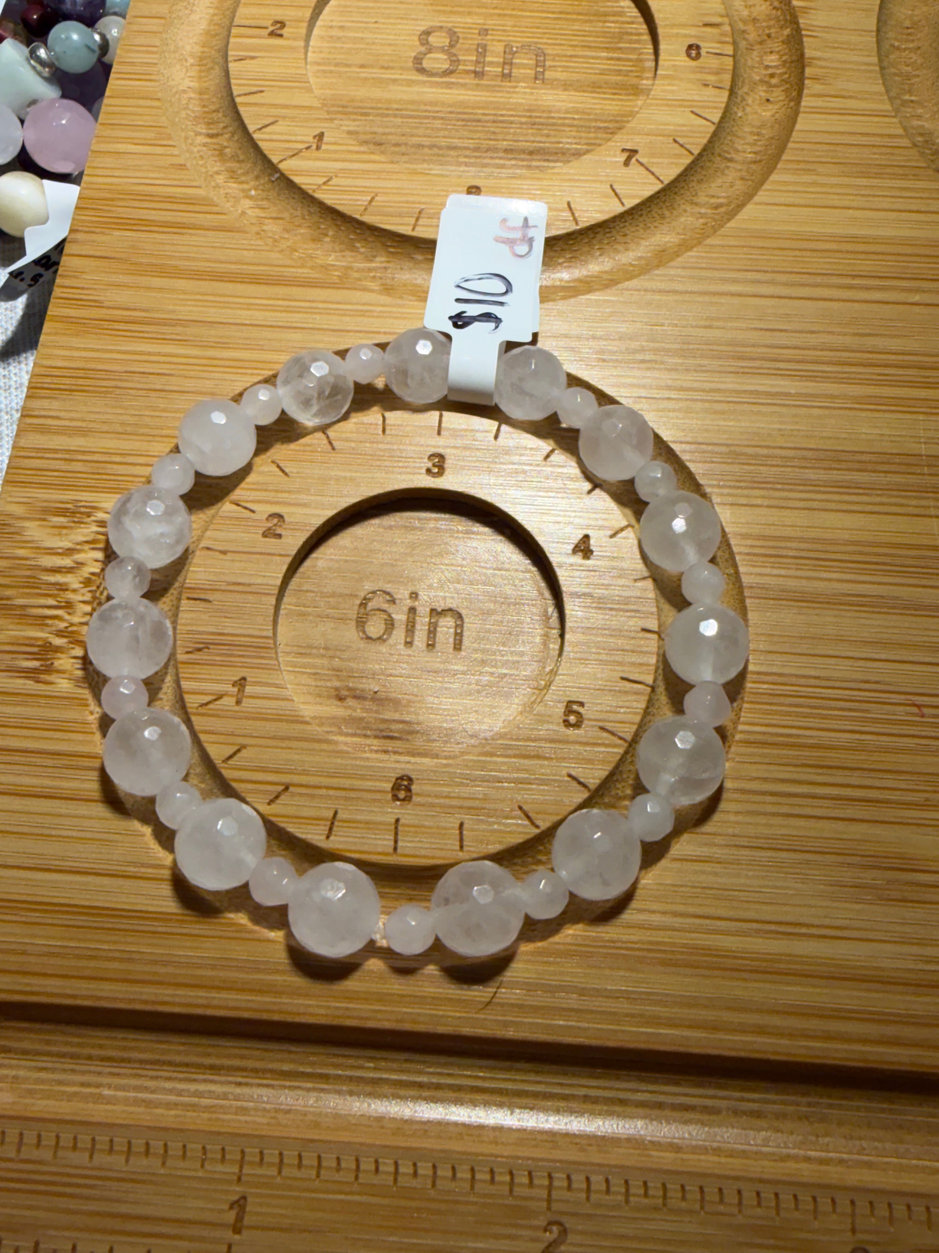 Faceted Rose Quartz 6 inch stretchy bracelet