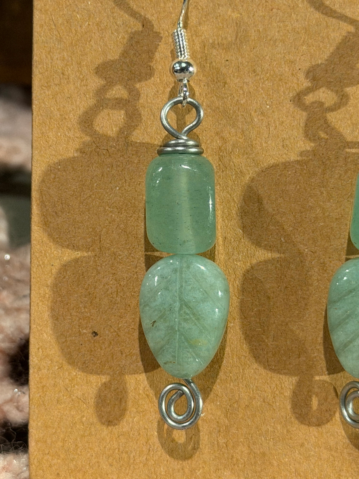Green Aventurine leaf beaded earrings