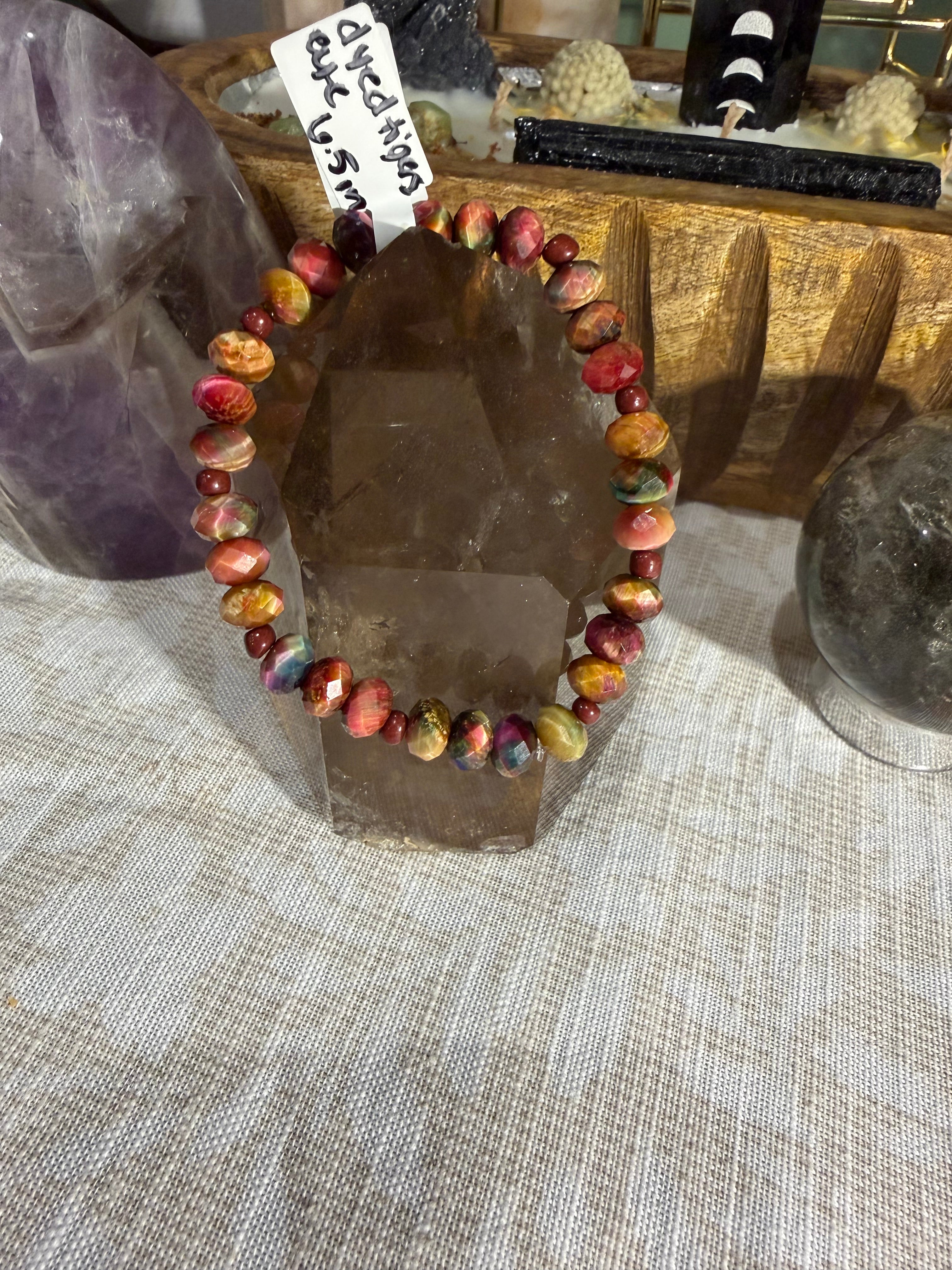 Dyed Tigers Eye 6.5 inch stretchy bracelet