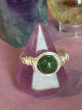 Moss Agate size 8 silver-tone copper wire-wrapped ring