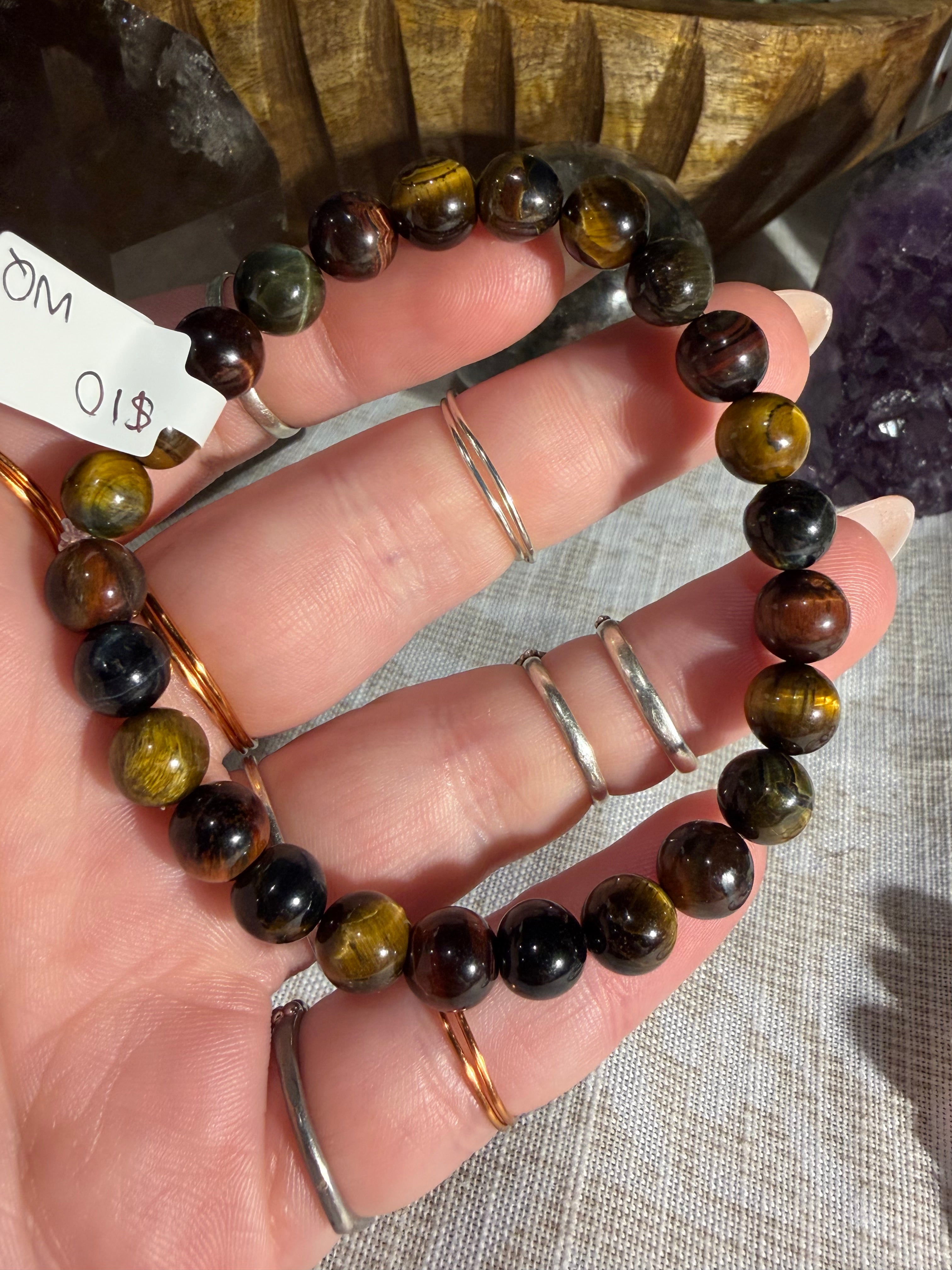 Multicolor tigers eye 7 inch stretchy bracelet