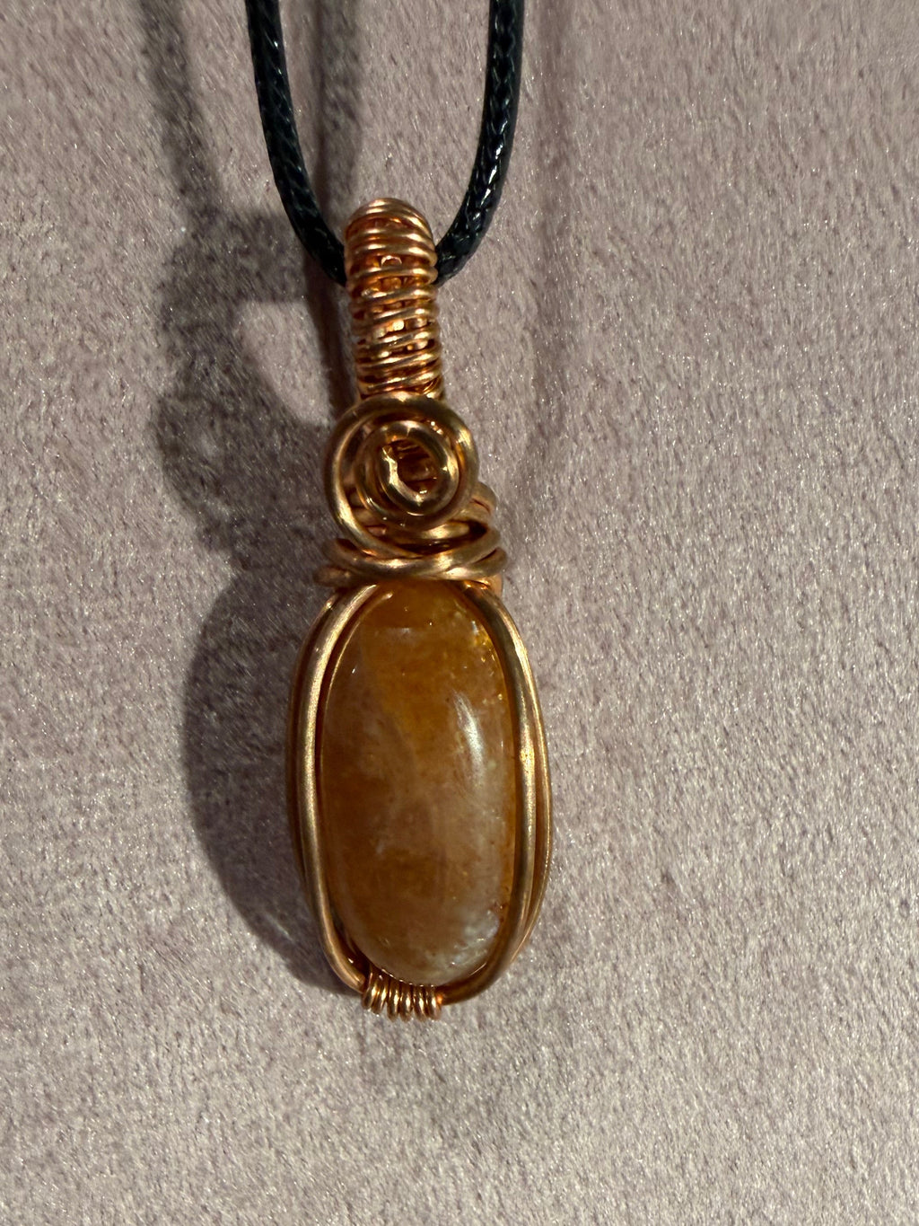 Confetti Sunstone copper wire-wrapped pendant