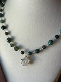 Moss Agate beaded wire-wrapped star necklace