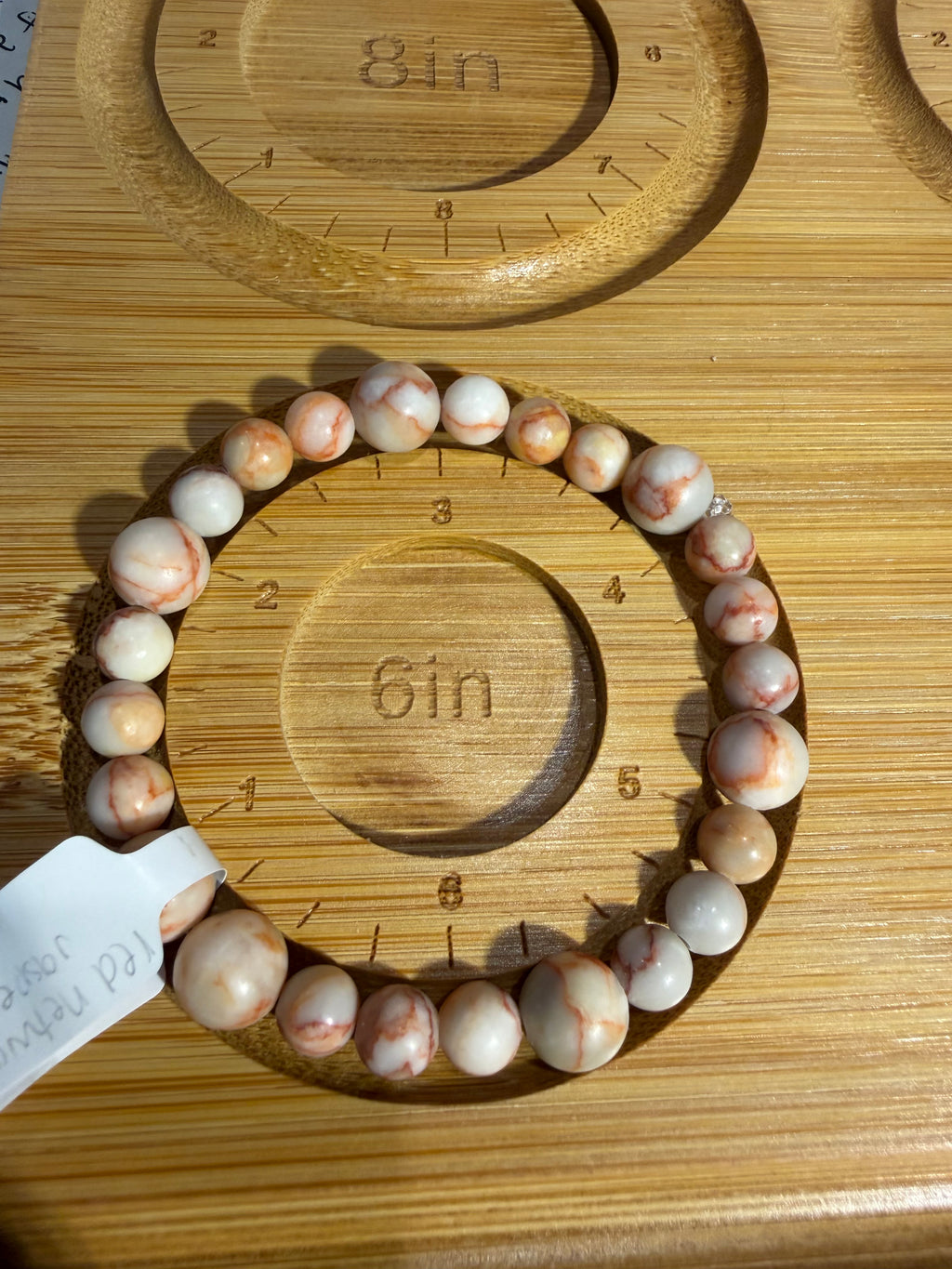 Red Network Jasper 6 inch beaded stretchy bracelet