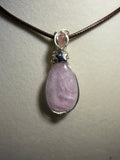 Kunzite & Strawberry Quartz silver-tone copper wire-wrapped necklace