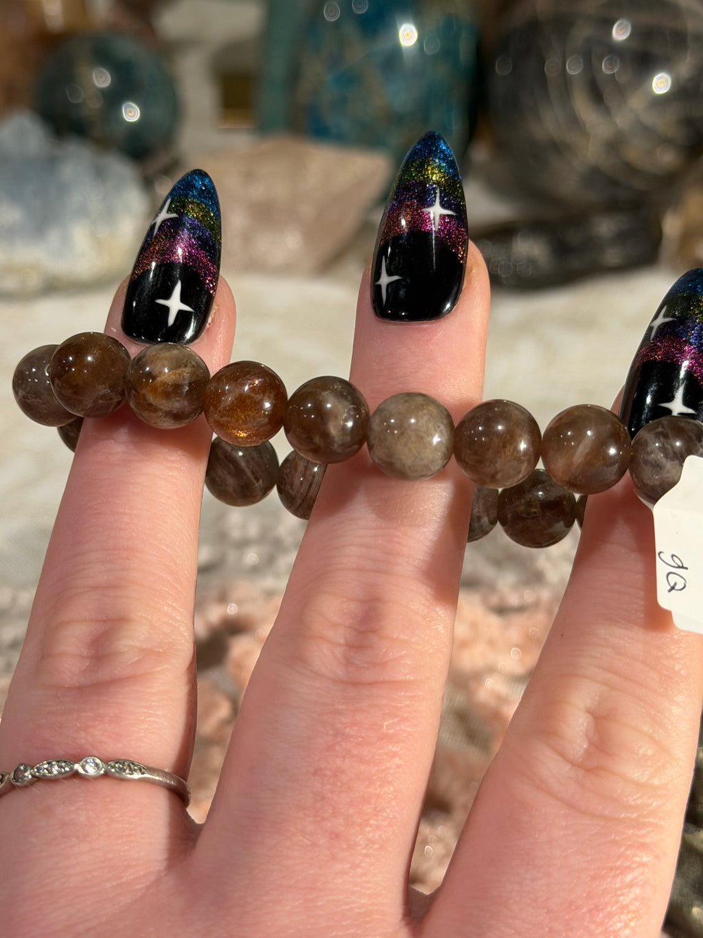 Chocolate Sunstone 6.5 inch stretchy bracelet