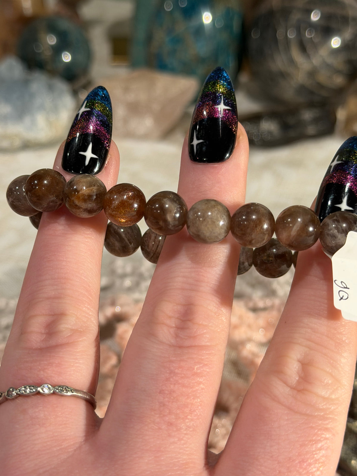 Chocolate Sunstone 6.5 inch stretchy bracelet