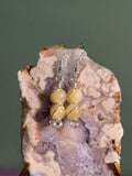 Double Yellow Calcite silver-tone copper wire-wrapped earrings