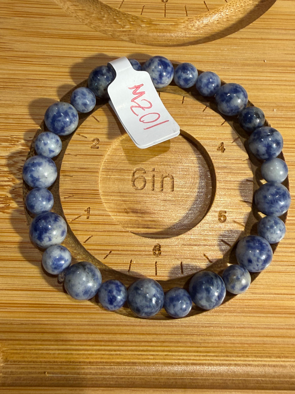 Blue Dot Jasper 6 inch beaded stretchy bracelet