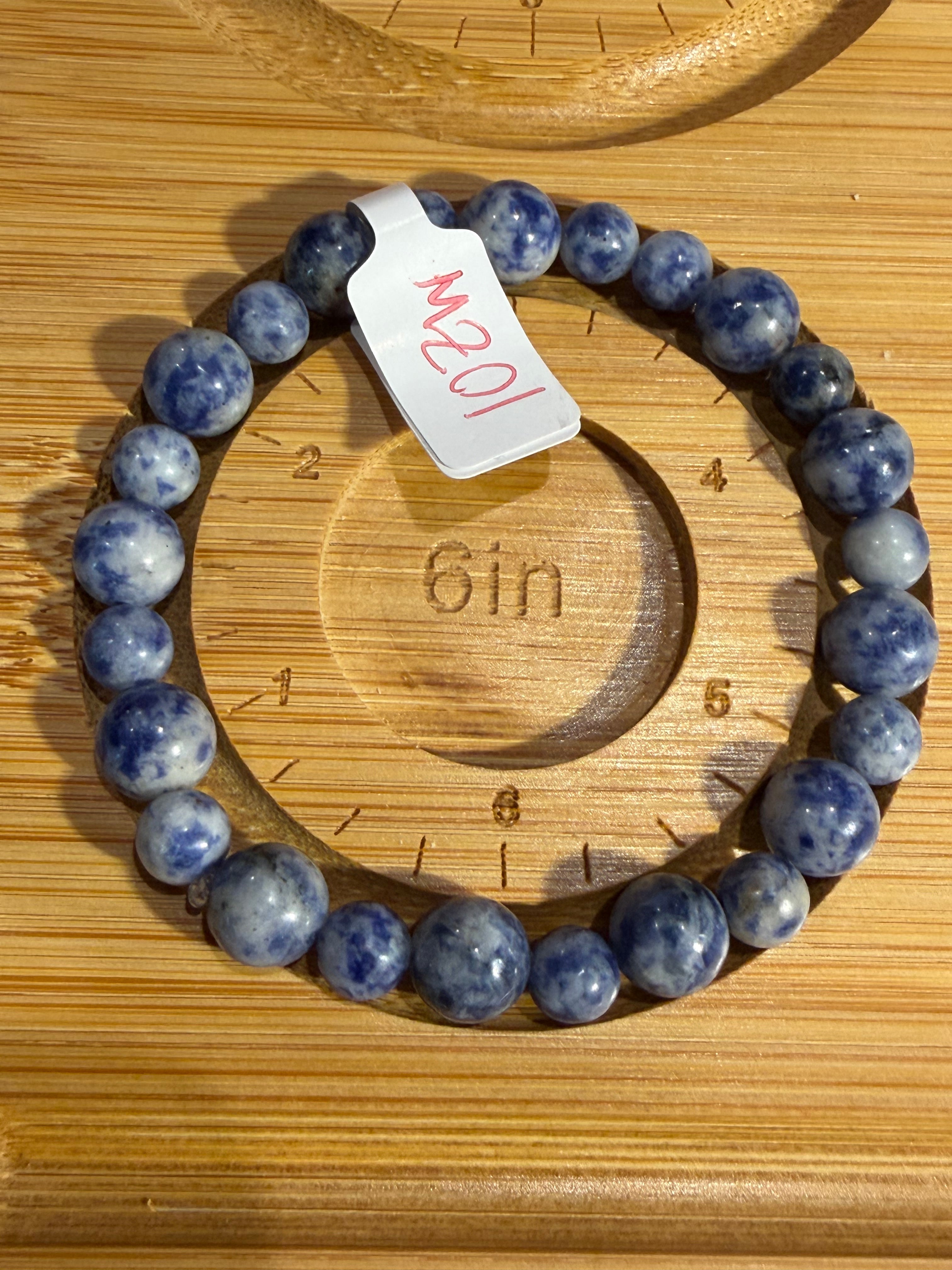 Blue Dot Jasper 6 inch beaded stretchy bracelet