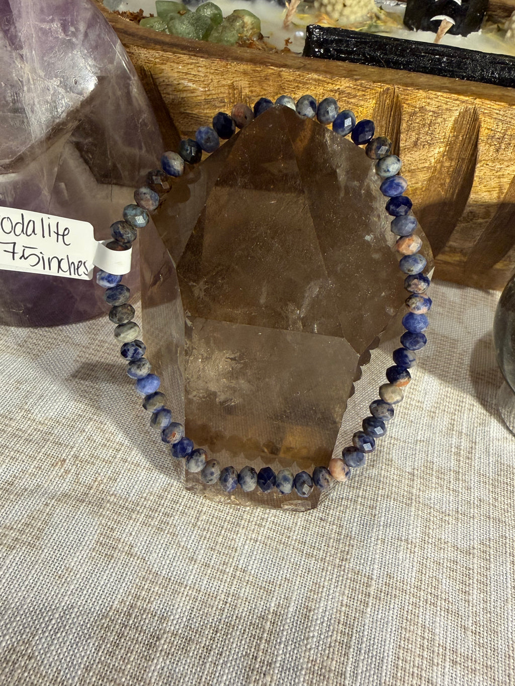 Faceted Sodalite 7.5 inch stretchy bracelet