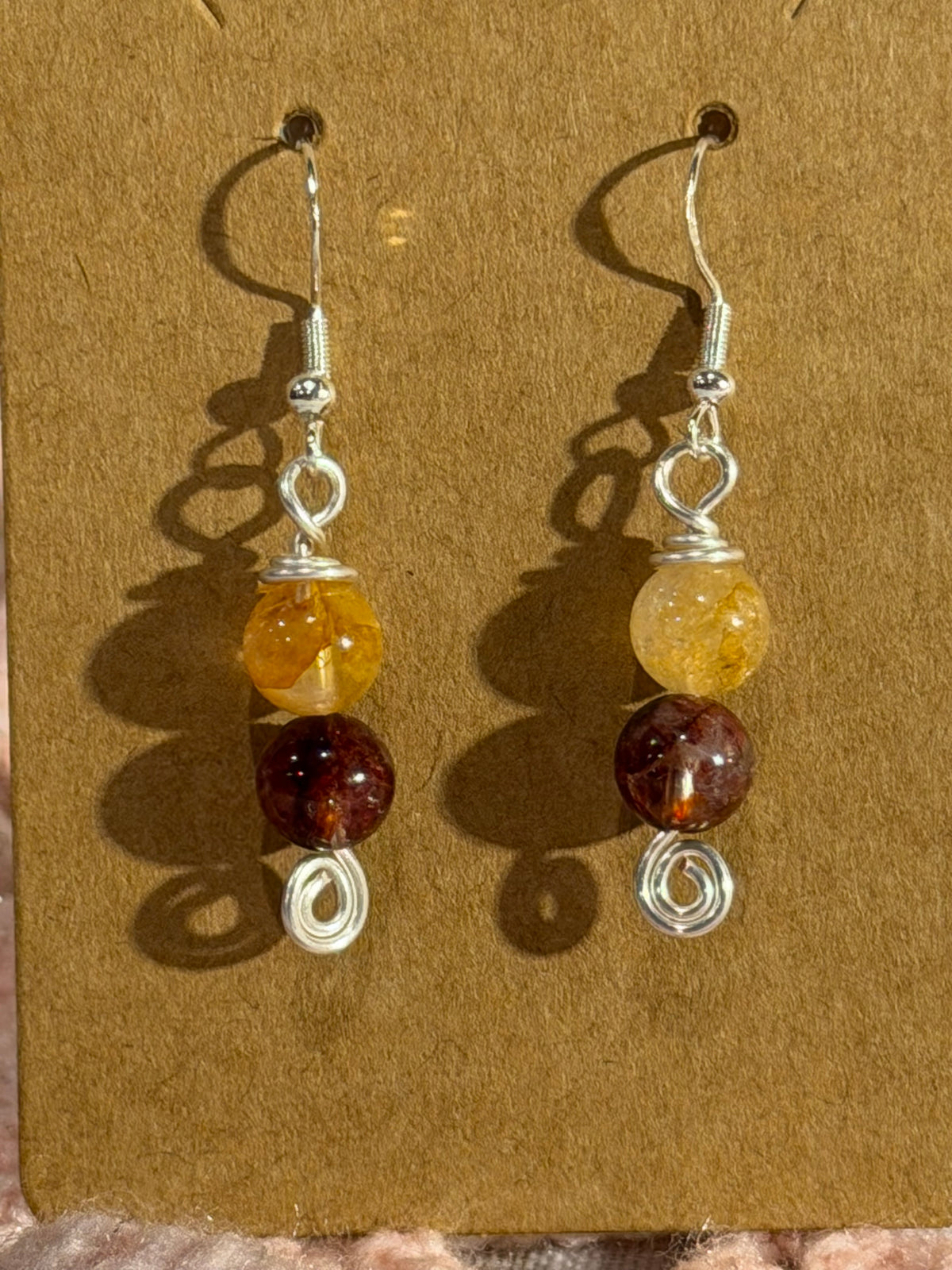 Double Fire Quartz beaded earrings