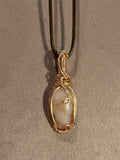 Pink Opal rose gold colored copper wire-wrapped pendant
