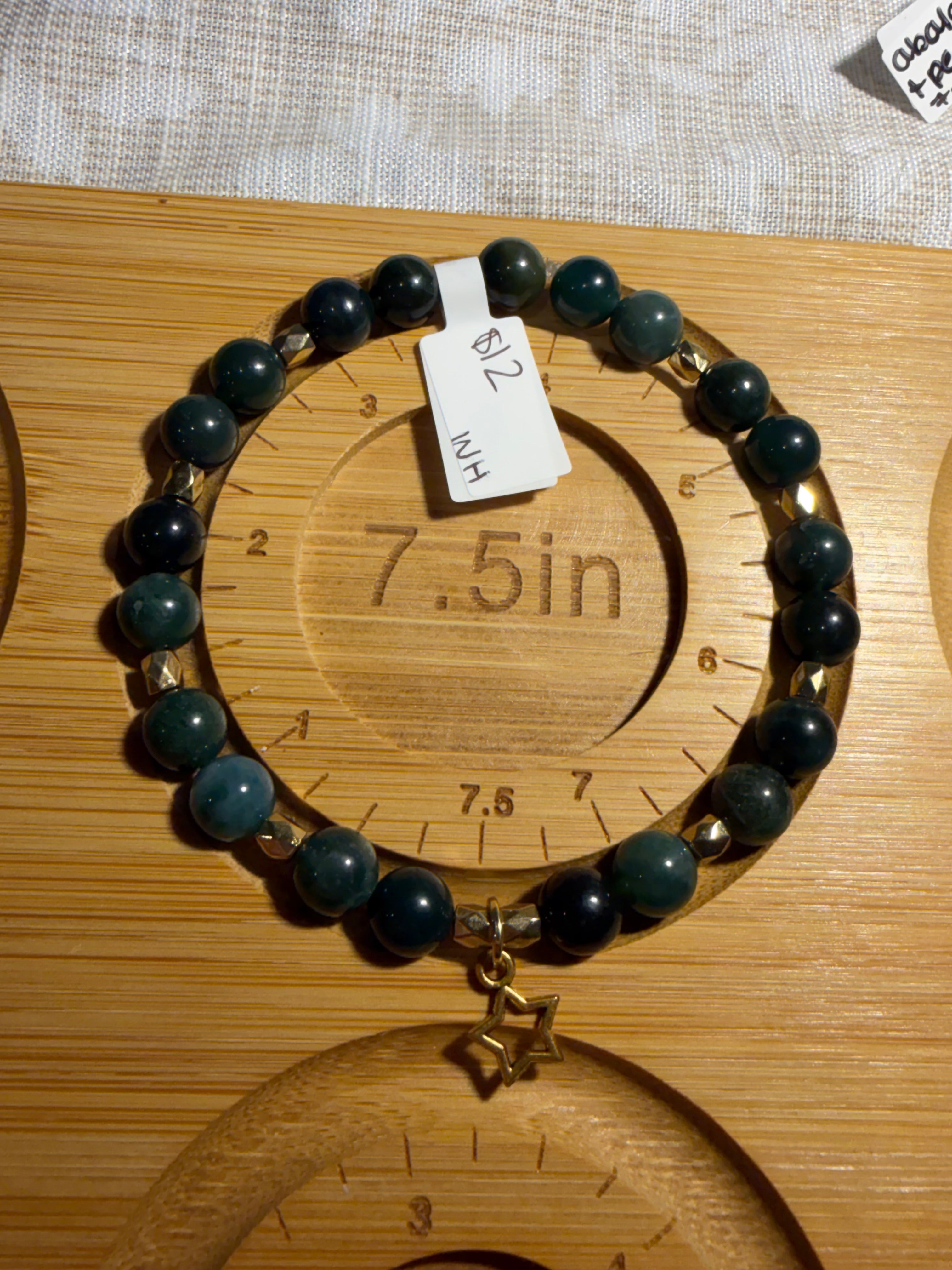 Moss agate 7.5 inch stretchy bracelet