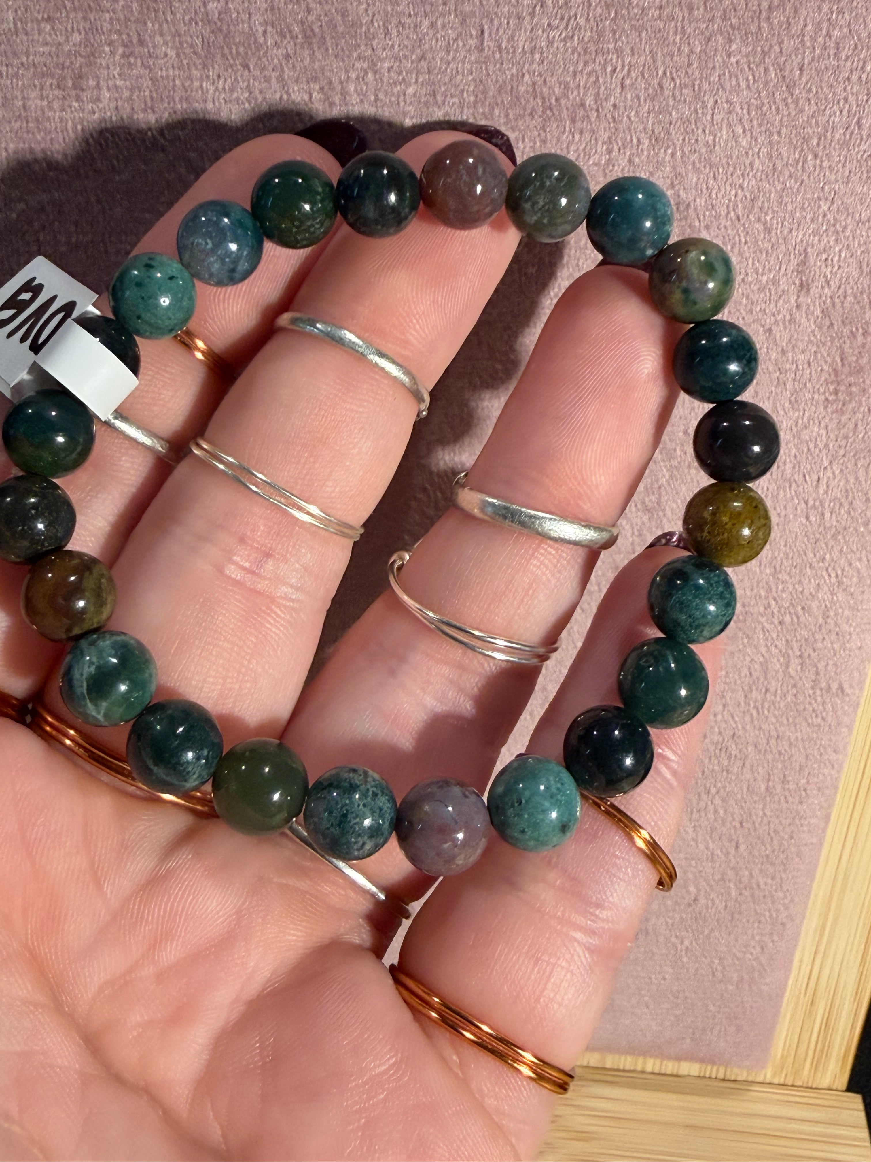 Indian Agate 7 inch beaded stretchy bracelet