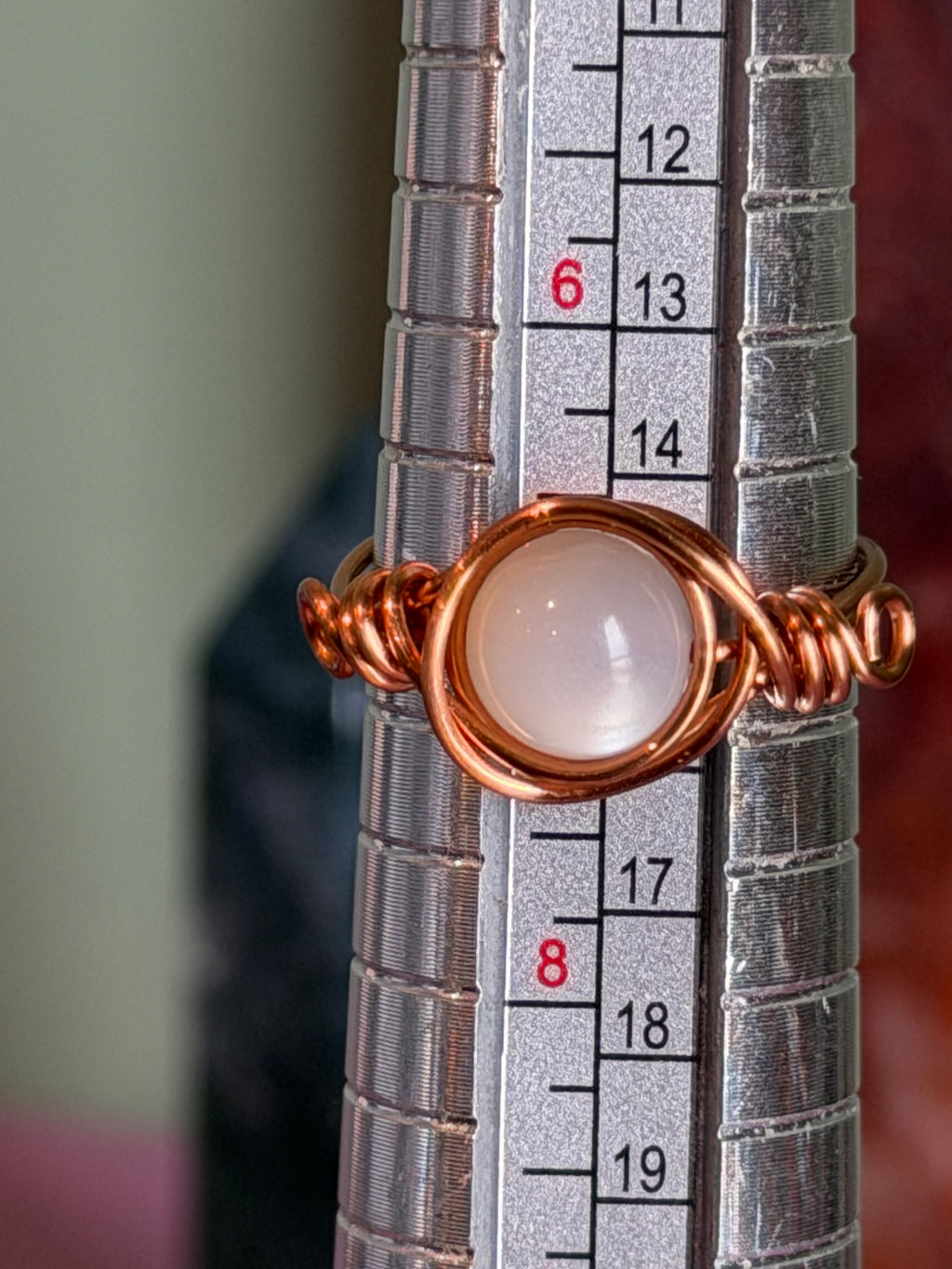 Moonstone size 7 copper wire-wrapped ring