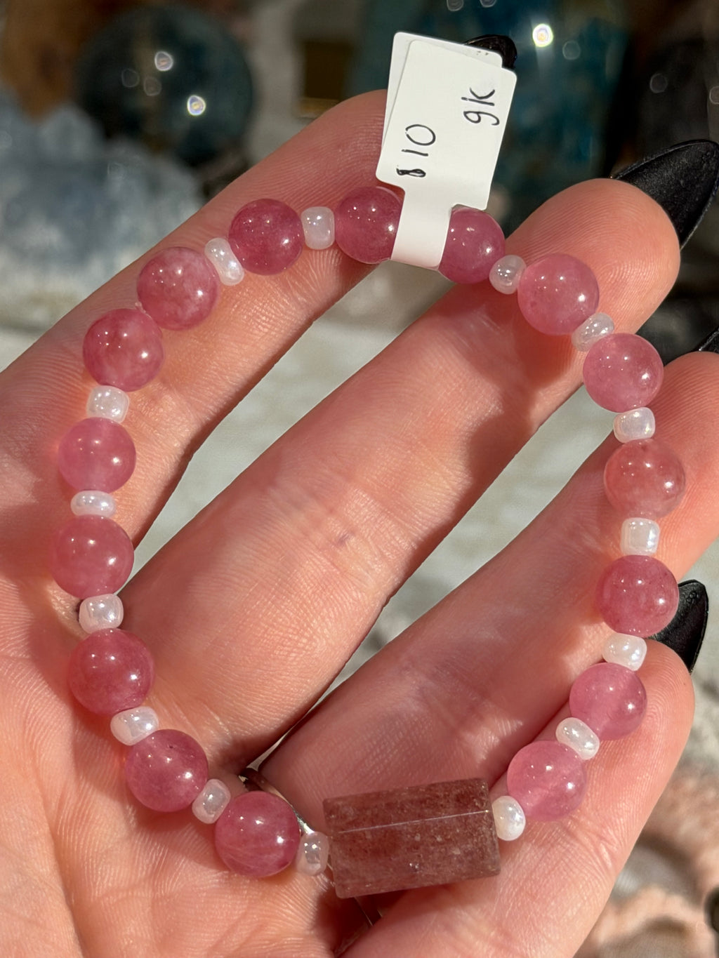 Strawberry Quartz 6.5 inch stretchy bracelet