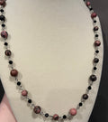 Rhodonite & black glass beaded necklace