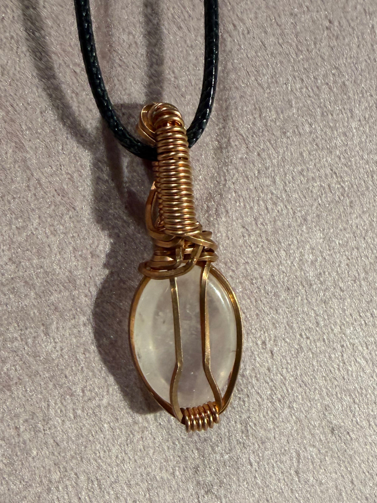 Rose Quartz copper wire-wrapped pendant