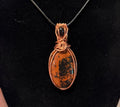 Mahogany Obsidian & Obsidian copper wire-wrapped pendant