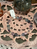 Fluorite 6.75-inch stretchy bracelet with flowers