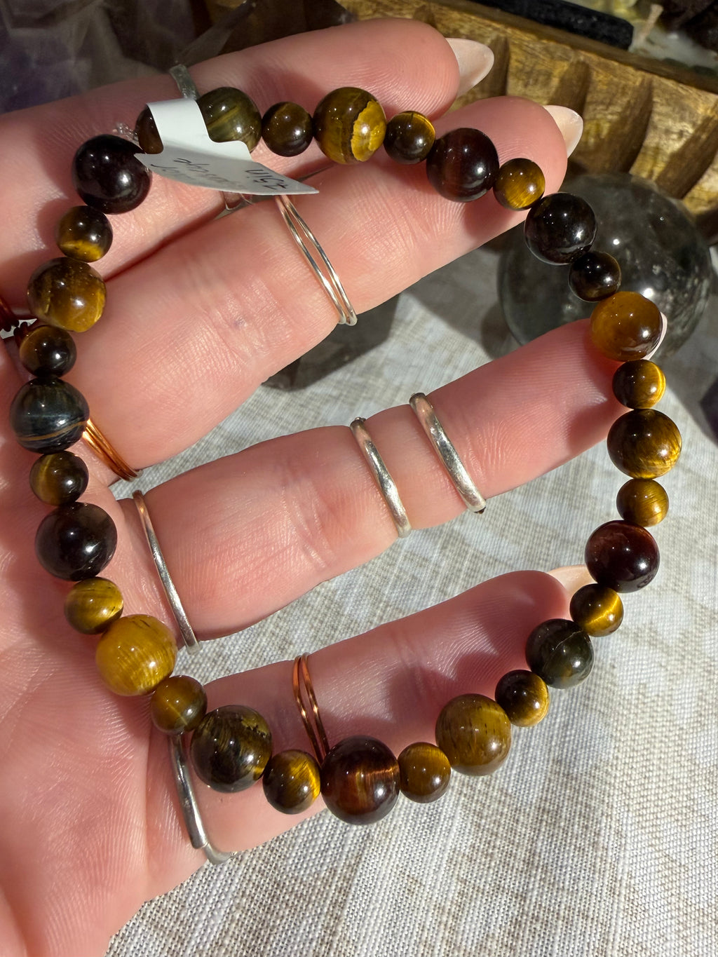Multicolor Tiger’s Eye stretchy bracelet