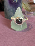 Hematite size 5 silver-tone copper wire-wrapped ring