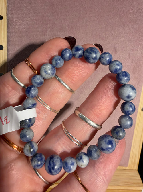 Blue Dot Jasper 5.5 inch stretchy beaded bracelet