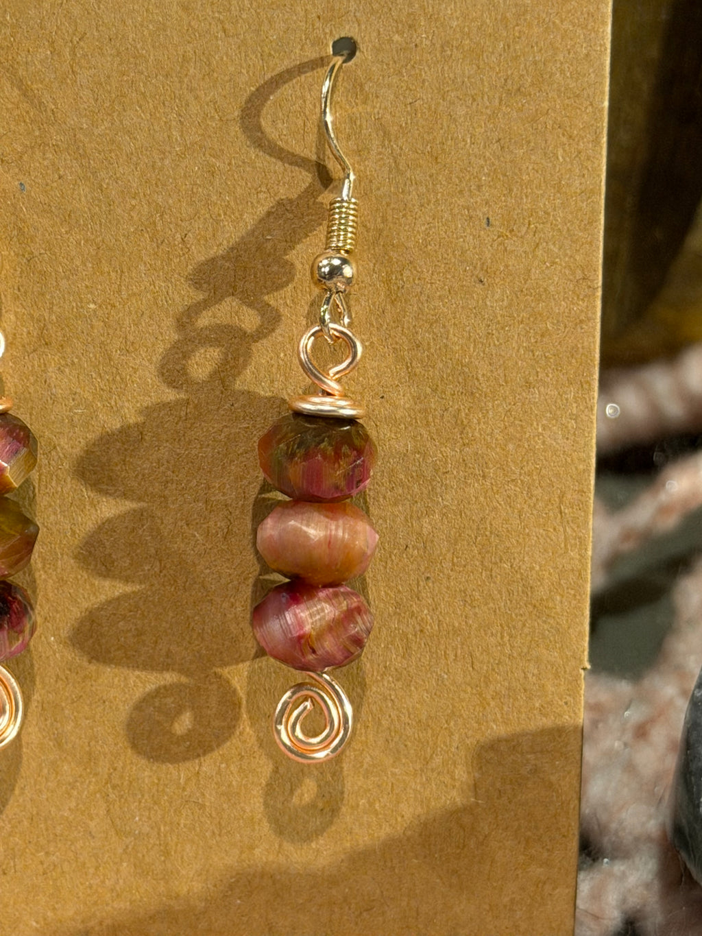 Dyed Tiger's Eye beaded earrings