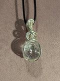 Clear Quartz mini sphere silver-tone copper wire-wrapped pendant