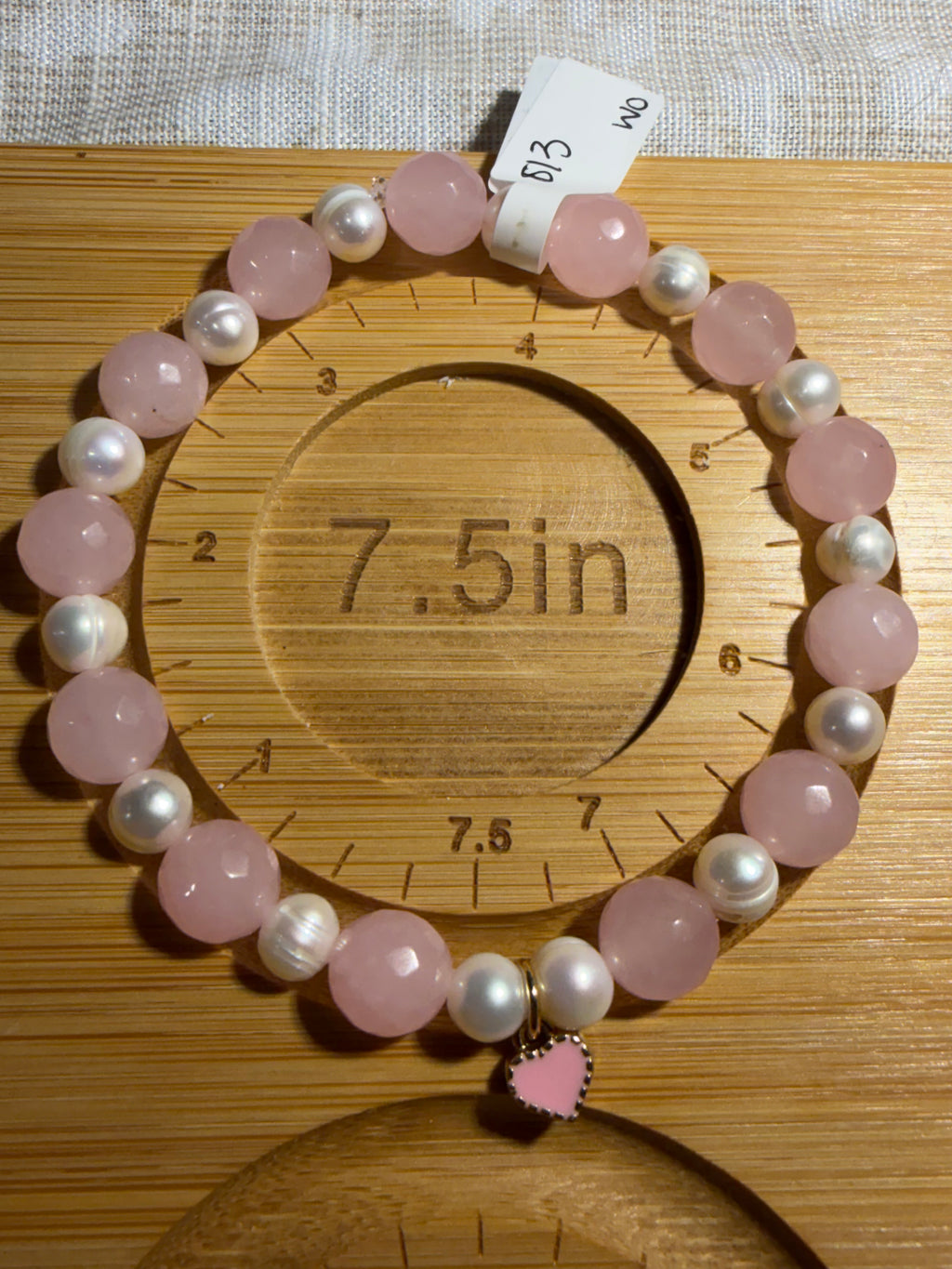 Rose Quartz & Freshwater Pearl 7.5 inch stretchy bracelet