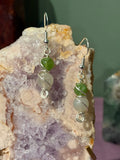 Peridot & Moonstone silver-tone copper wire-wrapped earrings