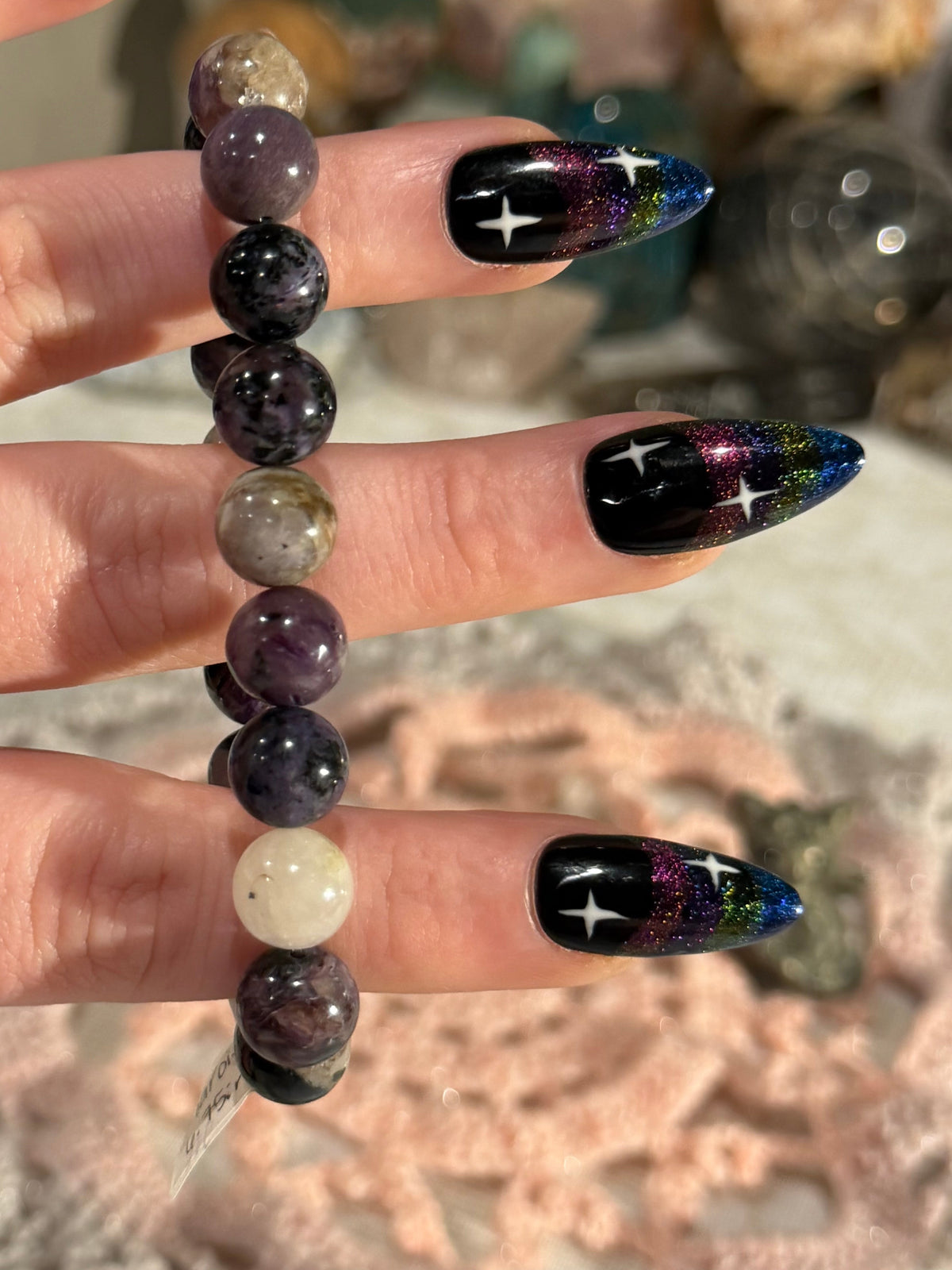 Charoite 6.75 inch stretchy bracelet