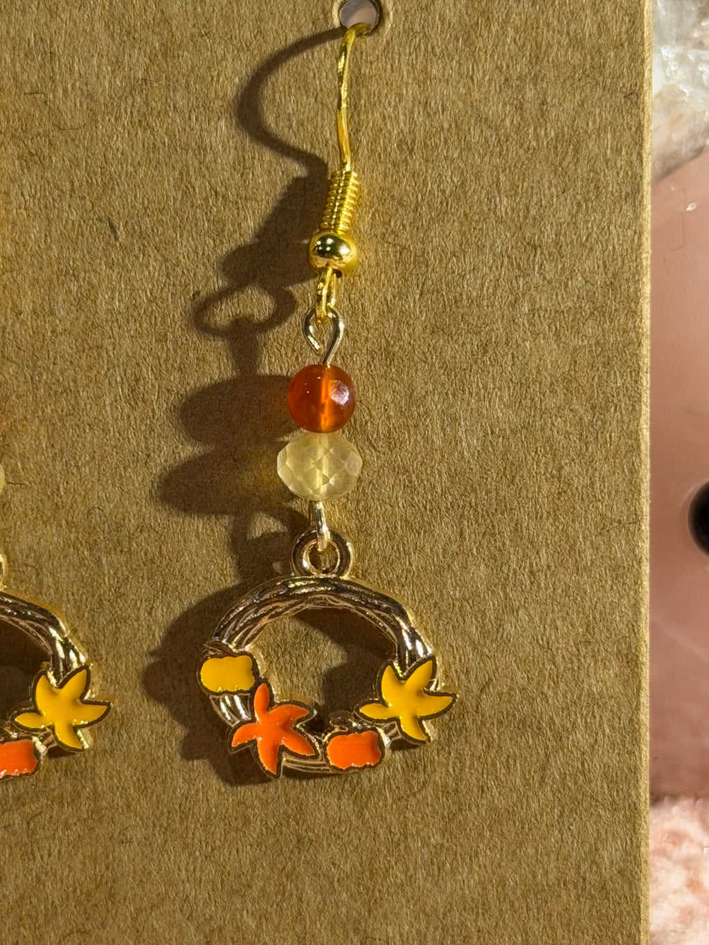 Fall wreath dangle earrings